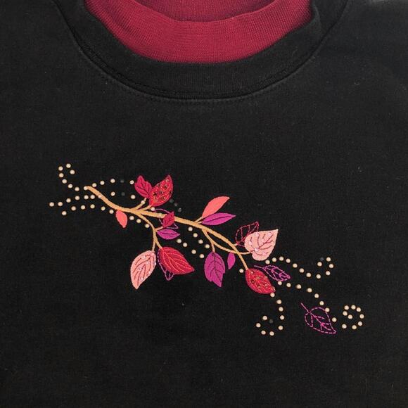 embroidered double collar crewneck sweatshirt Y2K 2000s vintage - Picture 2 of 4